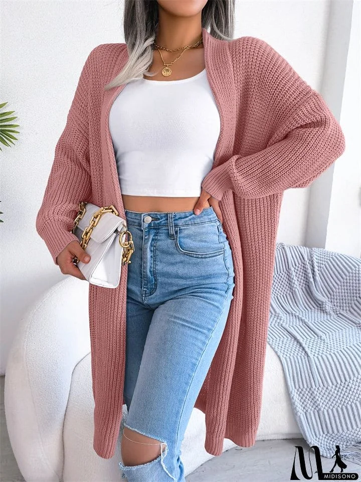 MidiSono - All Match Leisure Lapel Cardigan Loose Women's Sweater