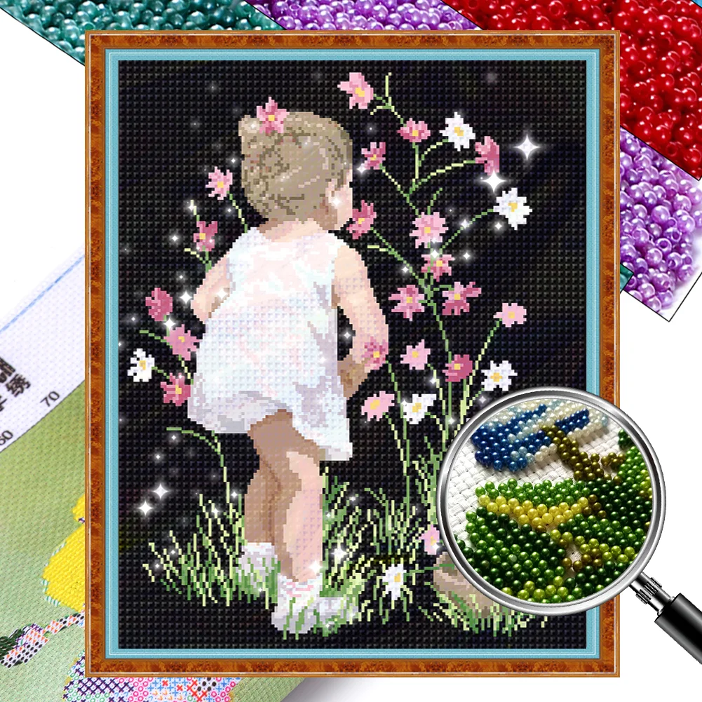 [Bead Embroidery] - 9CT Full Stamped Cross Stitch - Girl (40*54CM)