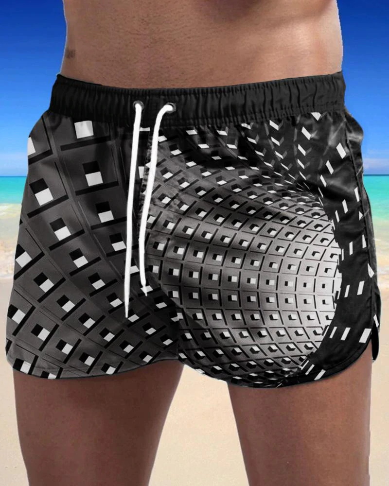 Black And Maroon Polka Dot Men's Shorts