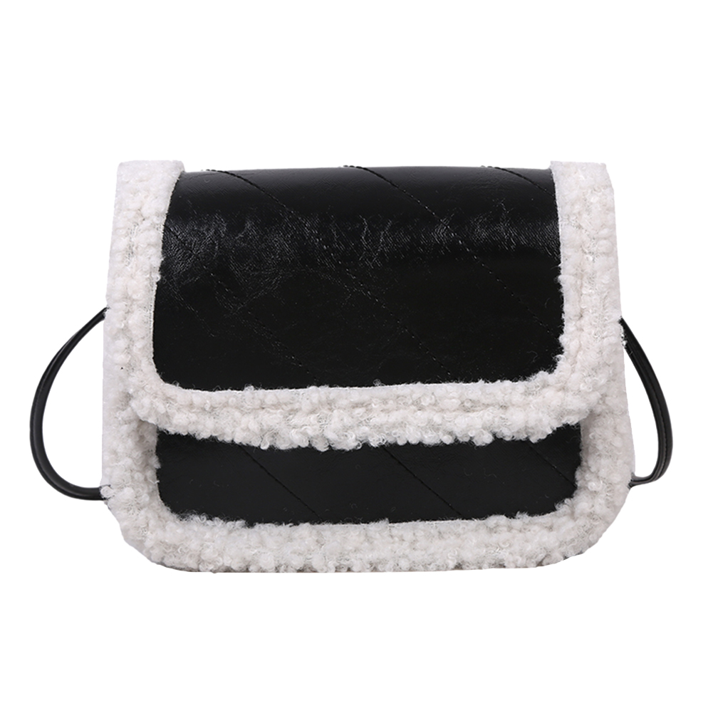 

Autumn Embroidery Crossbody Bag PU Plush Shoulder Commuter Handbag, Black, 501 Original