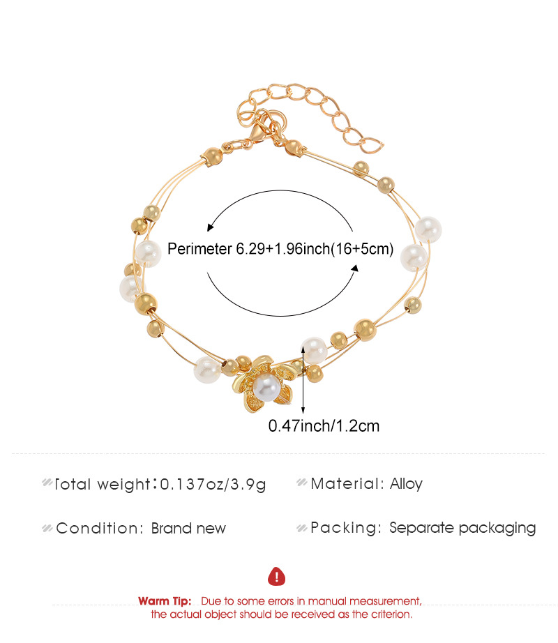 Colorful Pearls Round Beads Gold-Plated Bracelet