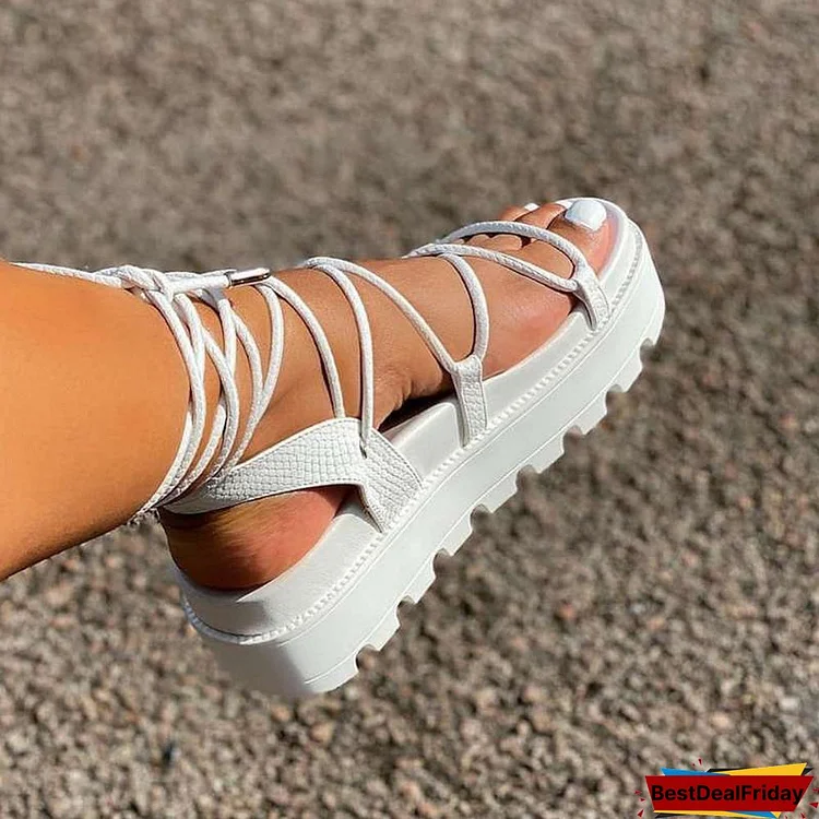 Women Bandage Flats Fashion Clip Toe Flip Flops Shoes For Ladies Wedge Sandals Outdoor Tb Sandals Sexy Lace Up Platform Sandals