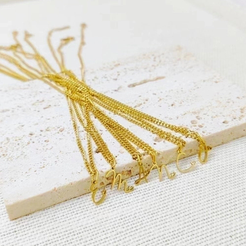 Stainless Steel Minimalist Plating Letter Solid Color Pendant Necklace