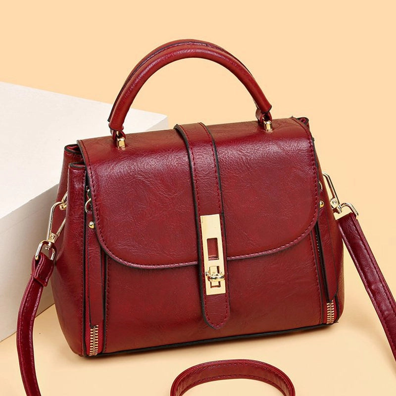 Women’s Medium All Seasons Pu Leather Solid Color Classic Style Square Flip Cover Handbag