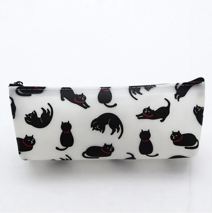 1 Pcs Lytwtw's New Cute Cartoon Kawaii Cat Portable Pen Pencil Bag Silicon Pocket School Officel Stationary Case