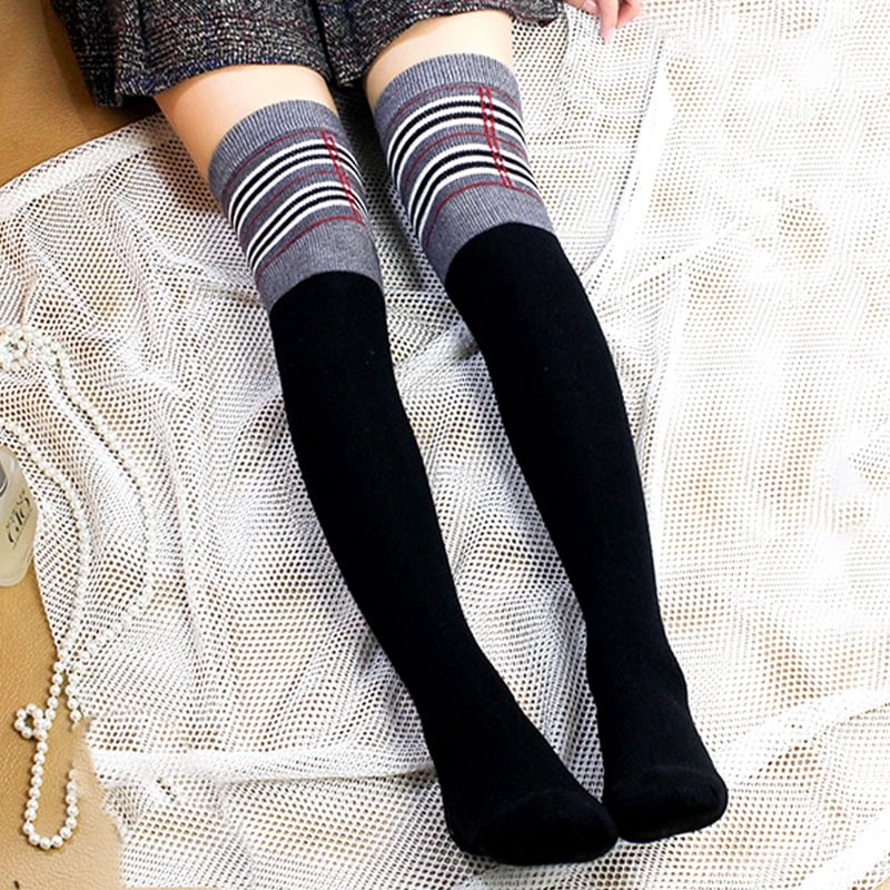 British splicing style thigh high compression socks