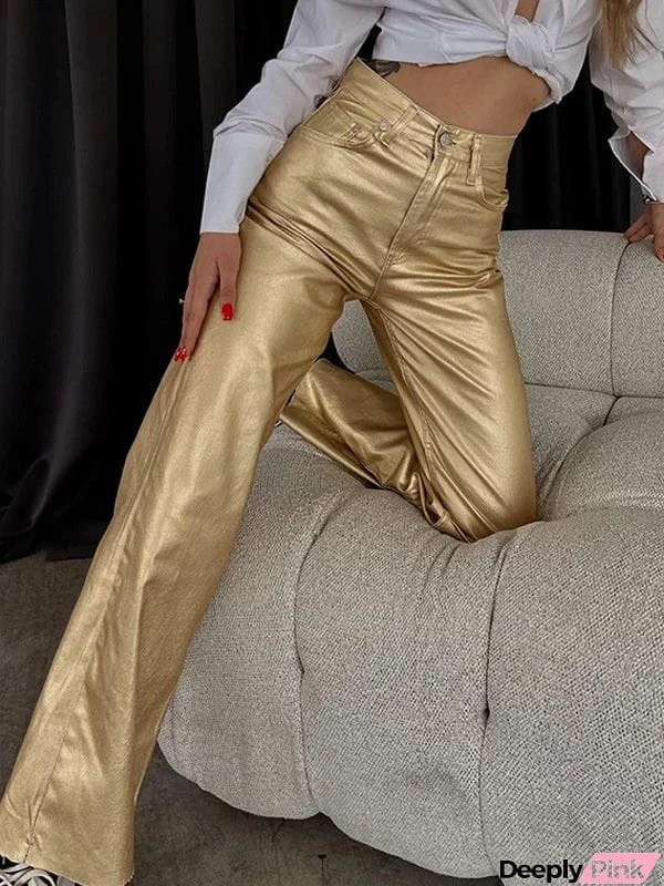 Wide Leg Pockets Solid Color Pants Trousers