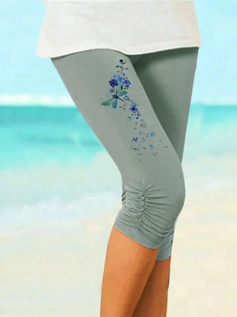 Women's Floral / Botanical Print Capri Leggings