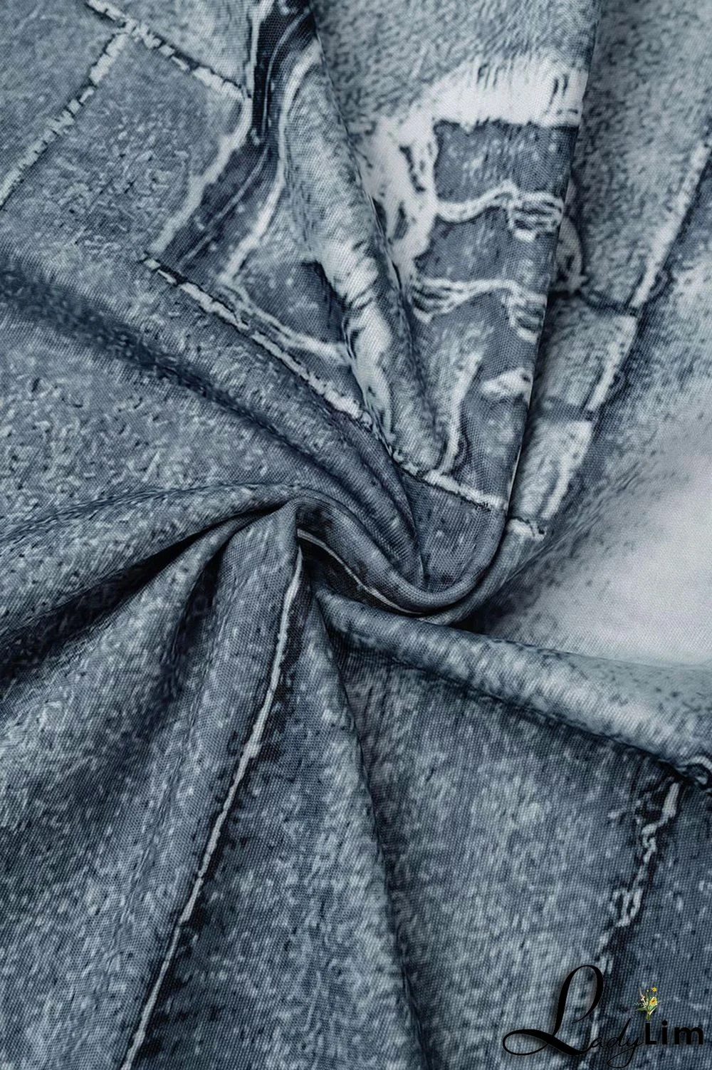 Dark Blue Sexy Print Patchwork Backless Spaghetti Strap Pencil Skirt Dresses