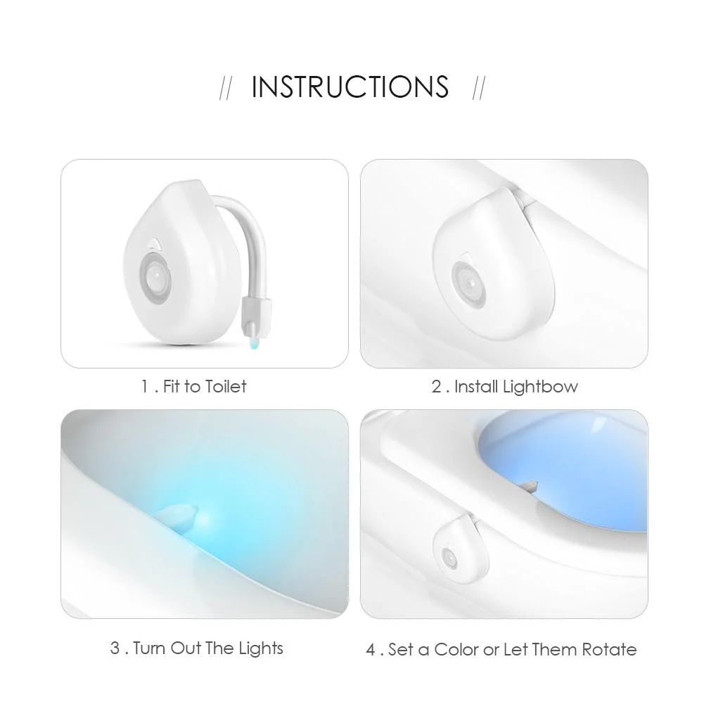 16 Colors LED Motion Sensor Toilet Light Battery Operated Bright Night Lamp