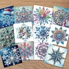 12pcs Diamond Painting Snowflake Greeting Card Set with Envelope Daily Wishing Cards for Birthdays Thanksgiving & Special Occasion