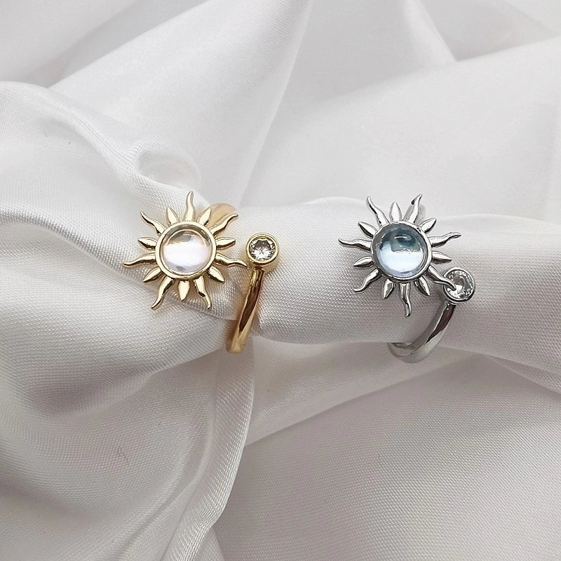 Fashion Minimalist Sunflower Copper Plating Flowers Natural Stone Rings