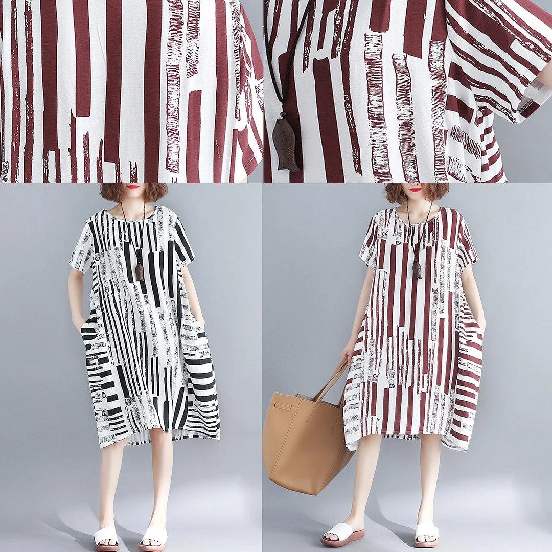 2019 black cotton blended shift dress plus size clothing casual dress Elegant short sleeve Geometric O neck asymmetric knee dresses