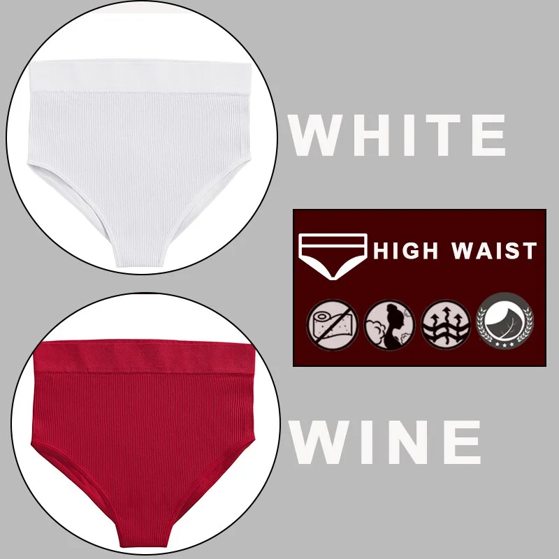 FINETOO 2PCS/Set Sexy Women Panties Underwear 10 Solid Colors Underpants For Girls High Waist Bodyshaper Briefs Seamless Pantys