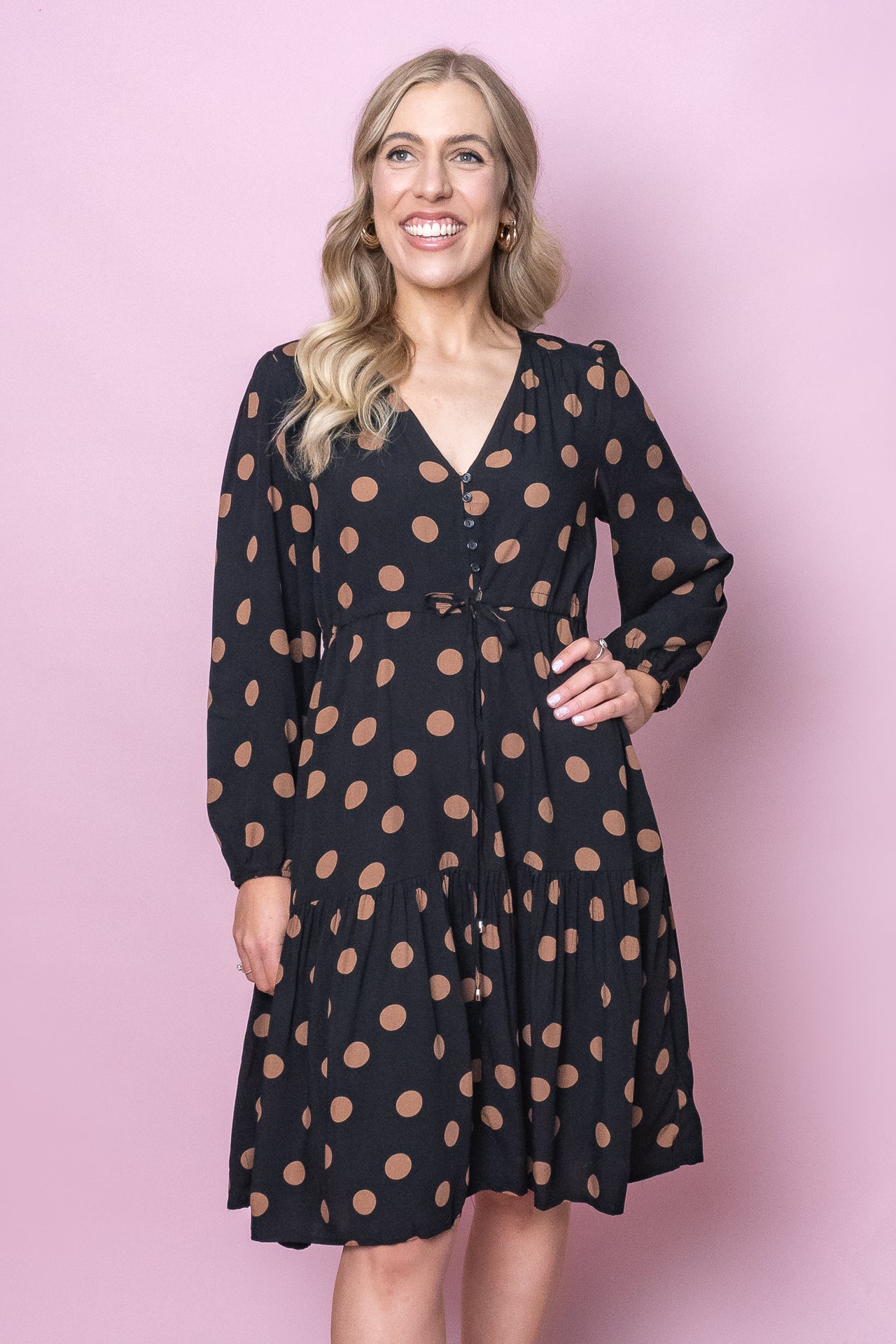 Zeeva Long Sleeve Dress in Black
