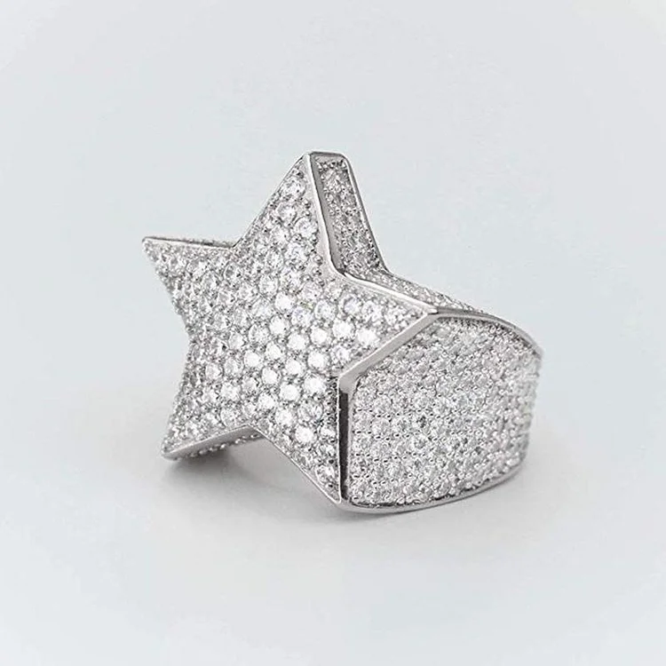 Hip Hop Luxury Iced Out Rhinestones Star Rings
