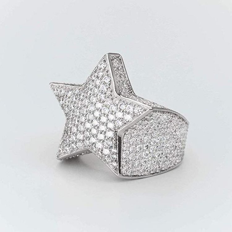 Hip Hop Luxury Iced Out Rhinestones Star Rings