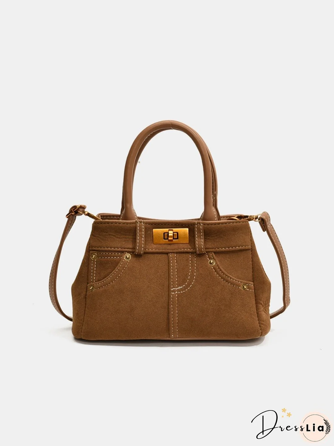 Suede Adjustable Strap Double-Use Handbag