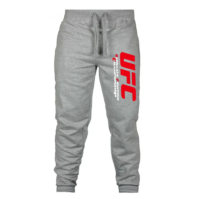 Trendy Brand Printed UFC Sweatpants Men's Fighting Fitness Running Loose Autumn And Winter Plus Velvet Casual Long Pants、、URBENIE