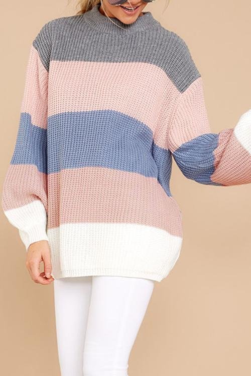 Multicolor Stitching Striped Sweater - Shop Trendy Women's Clothing | LoverChic