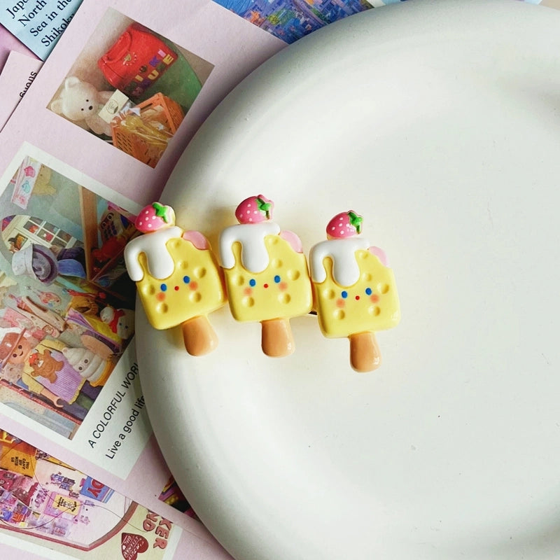 Women’s Cute Ice Cream Card Watermelon Resin Epoxy Hair Clip