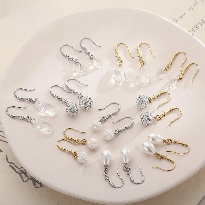 1 Pair Fashion Solid Color Plating Inlay 304 Stainless Steel Stainless Steel Satellite Stone Rhinestones 18K Gold Plated Drop Earrings