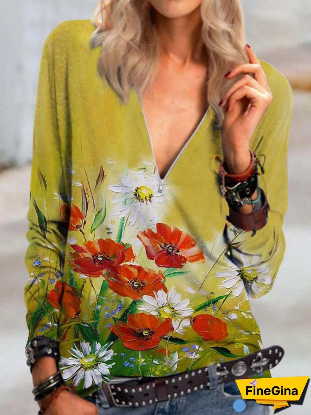 Floral Long Sleeve Printed Top