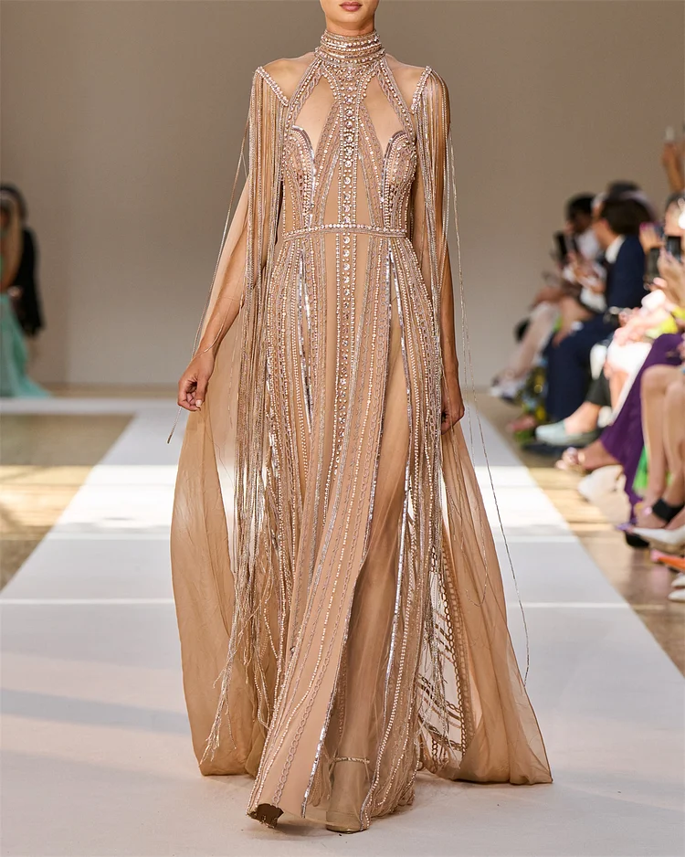 Women's Sequin Tassel Evening Dress