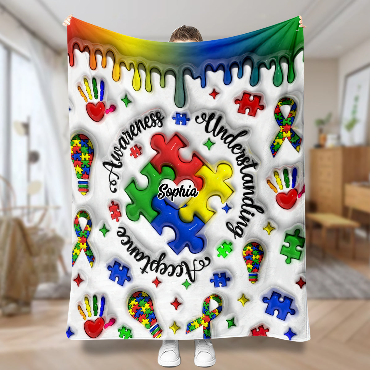 Loveyoufancy Personalized Autism Awareness Blanket
