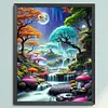 Moonlit Falls Full 11CT DIY Stamped Needlework Embroidery Kit 15.74x19.68inch Embroidery Needlepoint Starter Kits Cross Stitch Art and Crafts Kits for Beginners Adults Home Decor