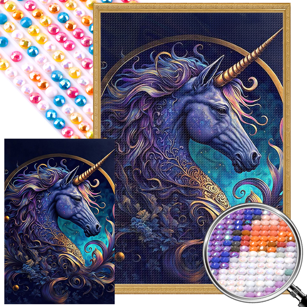 Unicorn 40*60cm(picture) full round drill diamond painting with 4 to 12  colors of AB drills