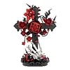 Gothic Floral Flower Model Set Eye-Catching Table Centerpiece Horror Skeleton Bouquet Building Set for Adults Kids Holiday Birthday Gift (Cross)