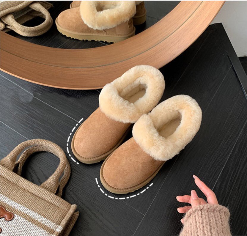 Simple Artificial Wool Flats Shoes