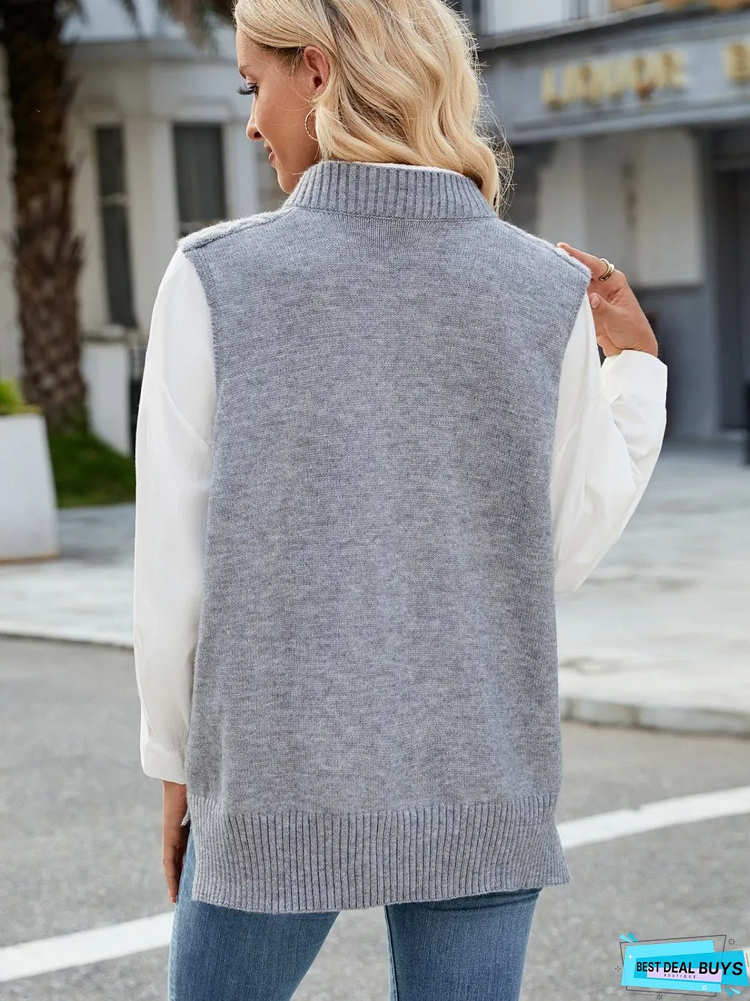 Cable Knit V-Neck Sweater Vest