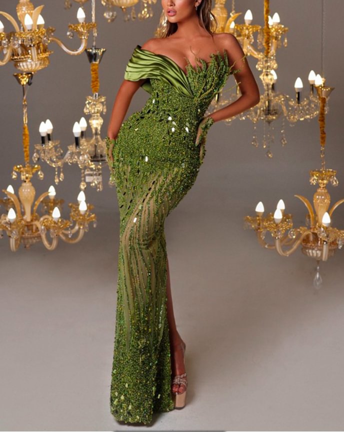 Women's Solid Color Sequins Dress 