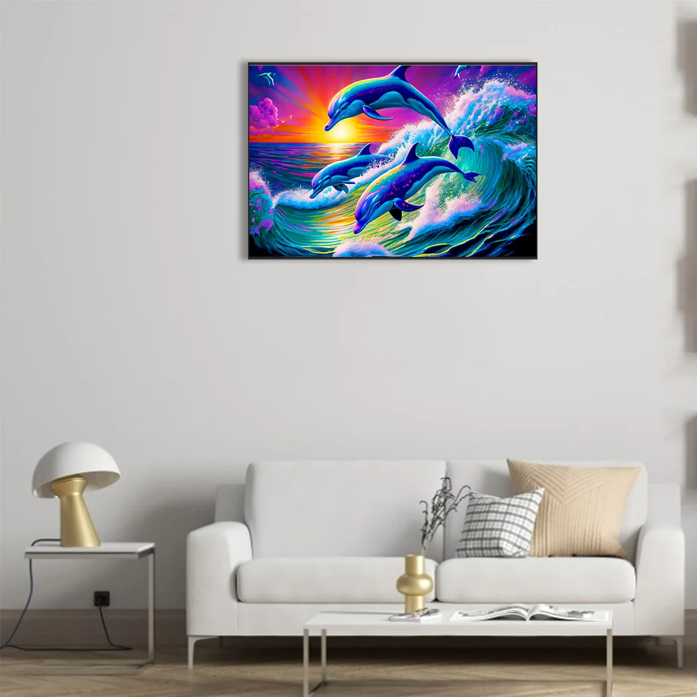 Diamond Painting - Full Round Drill - Dolphin(Canvas|40*30cm)