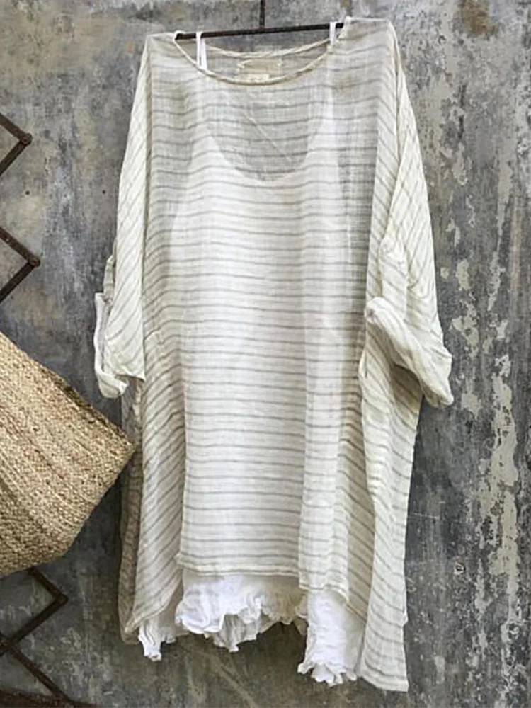 Women's Vintage Striped Linen Shirt