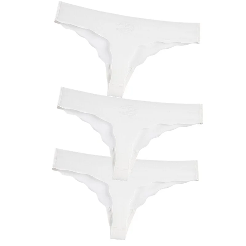 Hot 3Pcs Sexy G String & Thongs Women's Set Panties Solid Female Underwear Mid-Rise Silky Ladies Briefs Comfort Seamless Panties