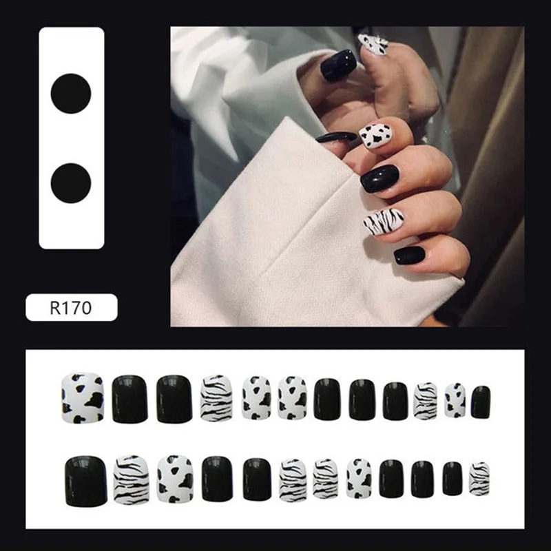 24pcs Multi-type Wear Short Paragraph Long Paragraph Fashion Manicure False Nails Full Cover Wearable Coffin Fake Nail Ballerina-Nail Inspo