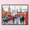 London Street Oil Painting - 11CT Stamped Cross Stitch - 50*40cm