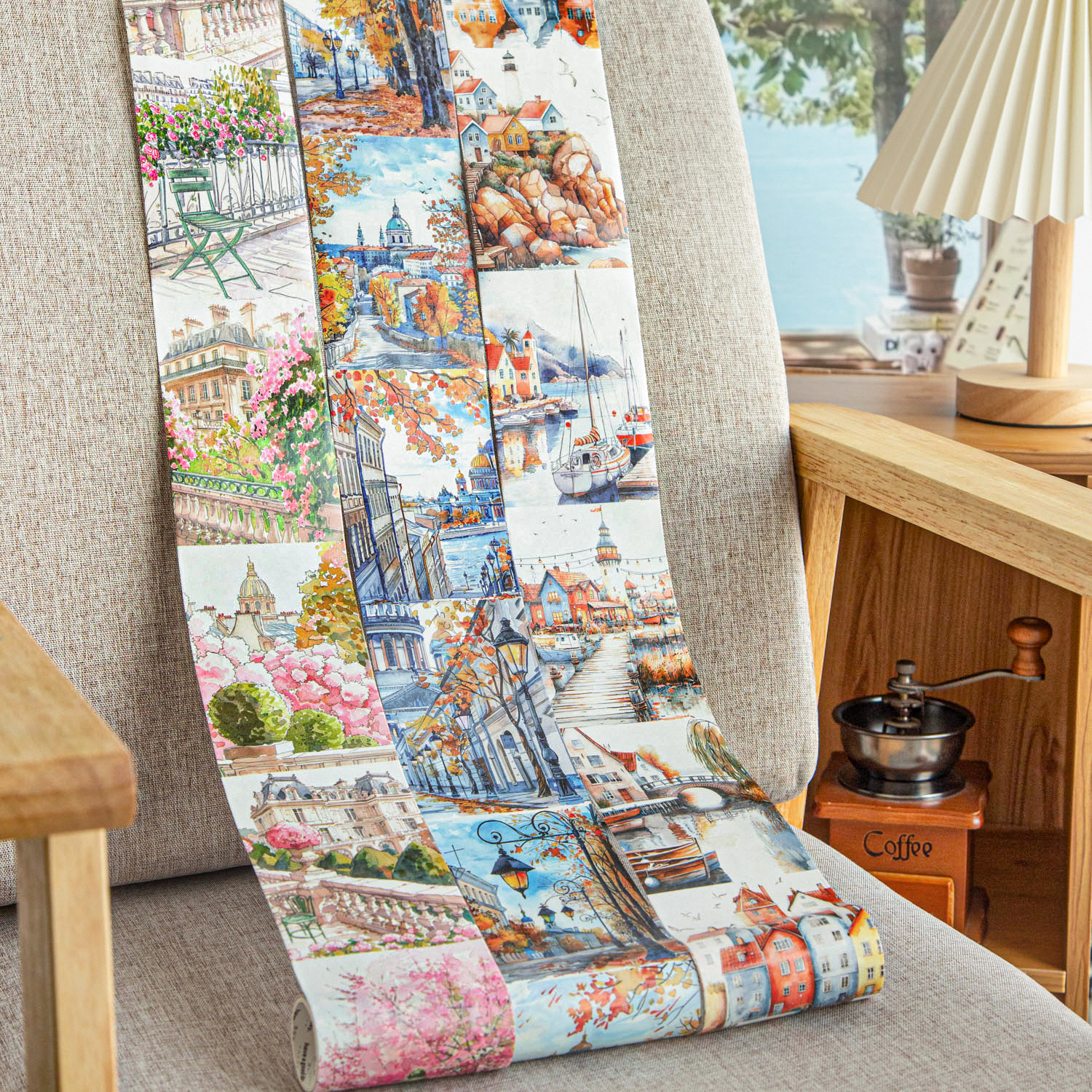 와시 테이프 - 80mm*200cm 도로 풍경 시리즈 빈티지 여행 꽃 풍경