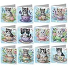 12Pcs Teacup Cat DIY Diamond Painting Greeting Card Kit for Adults Gifts