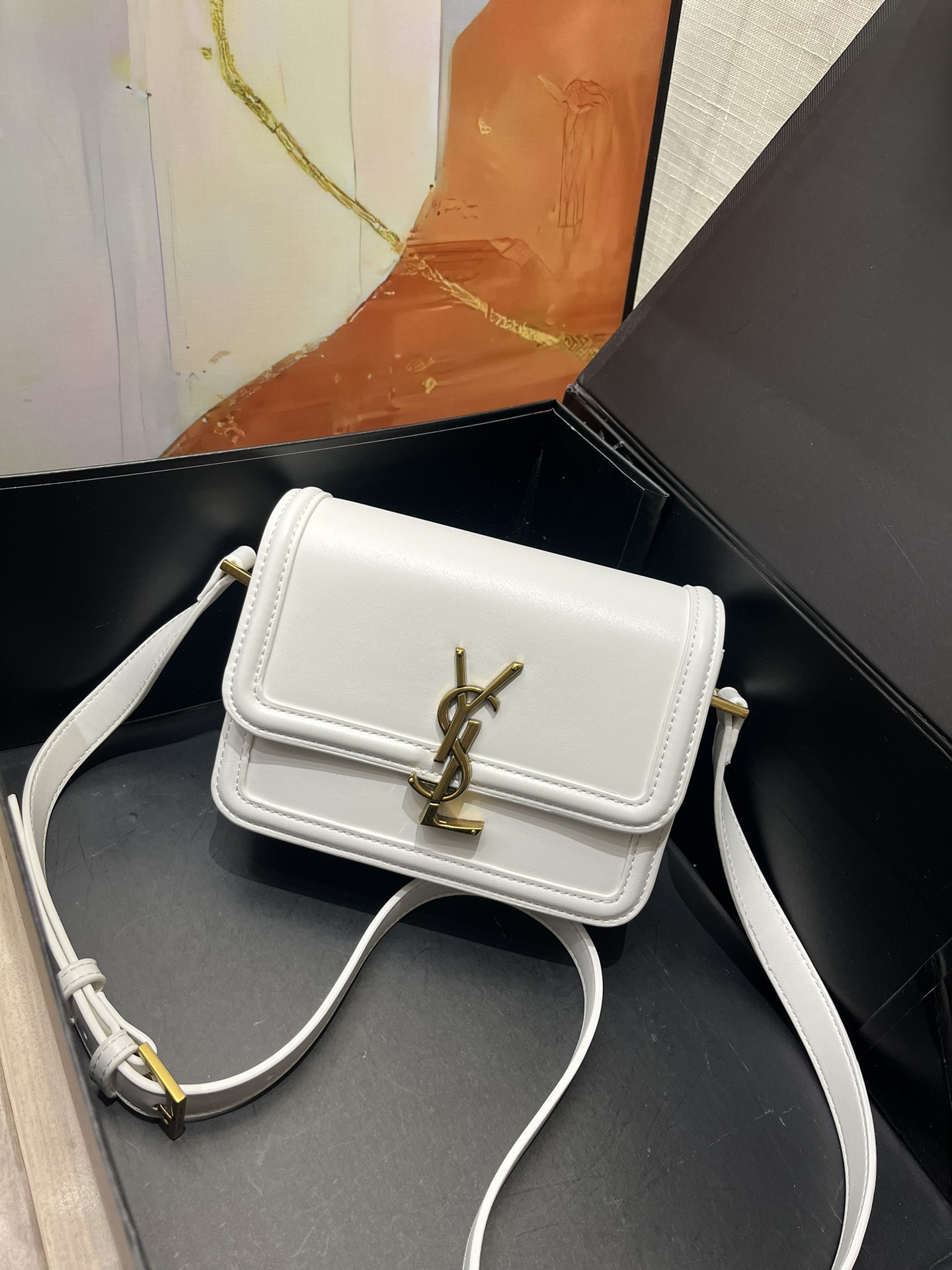 YSL Mini Shoulder Bag - White Leather Gold Hardware