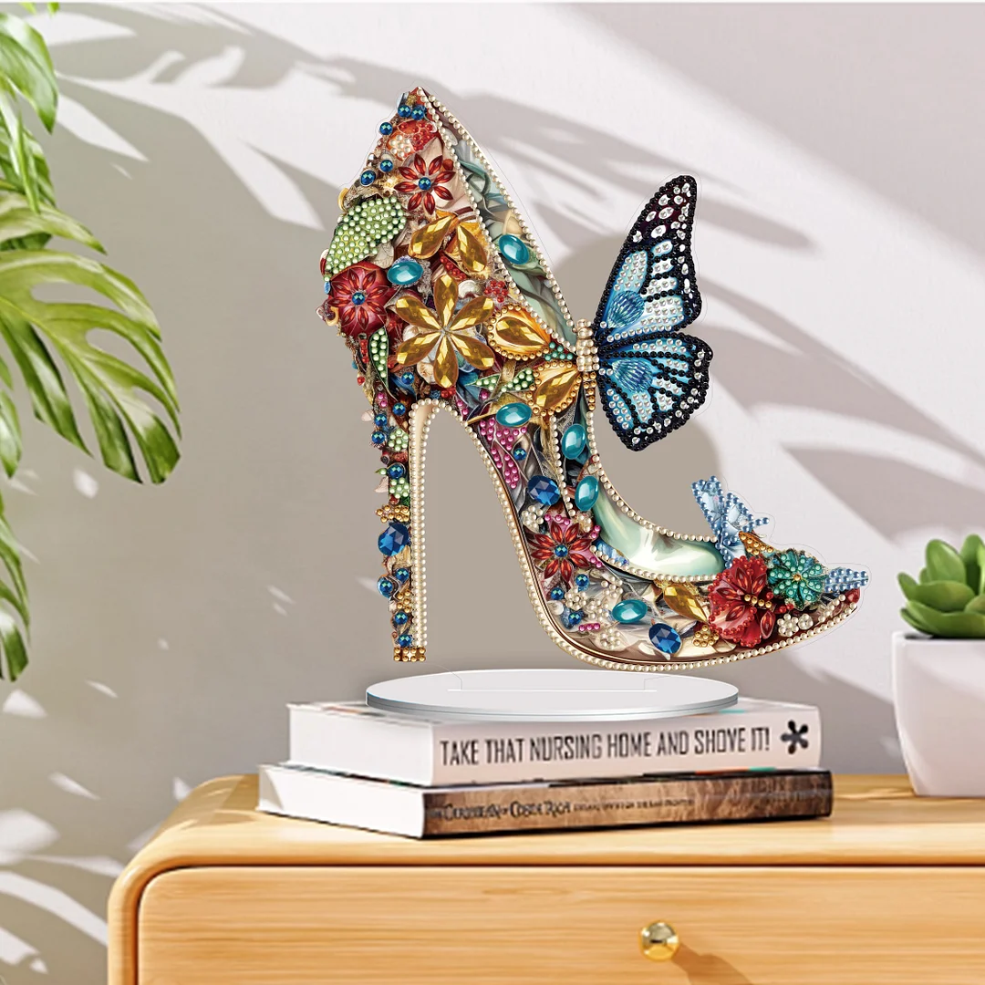 DIY High Heels Single Sided Diamond Painting Acrylic Tabletop Ornaments for Office Decor