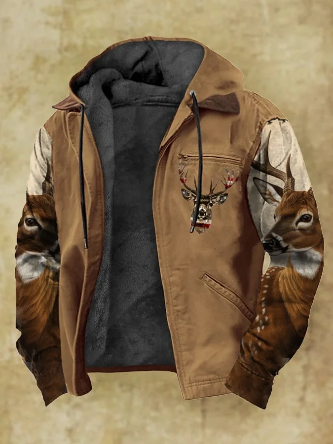 Men's Vintage Camouflage Elk Fleece Jacket