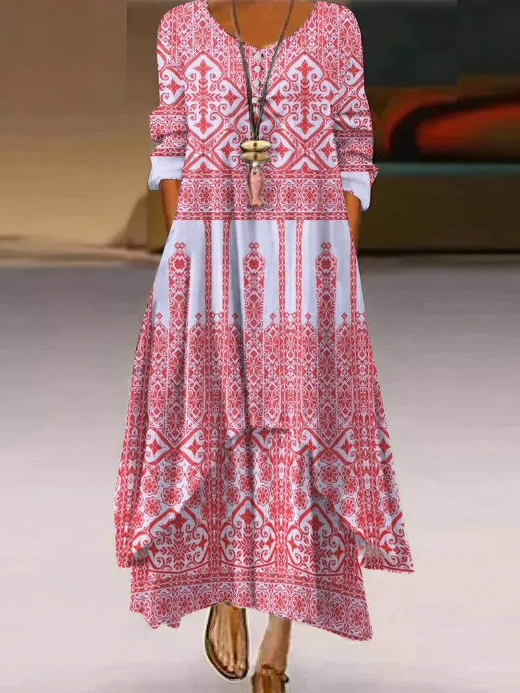 Hope Peace Forever And Palestinian Thobe Tatreez Art Inspired Pattern Flowy Maxi Long Dress