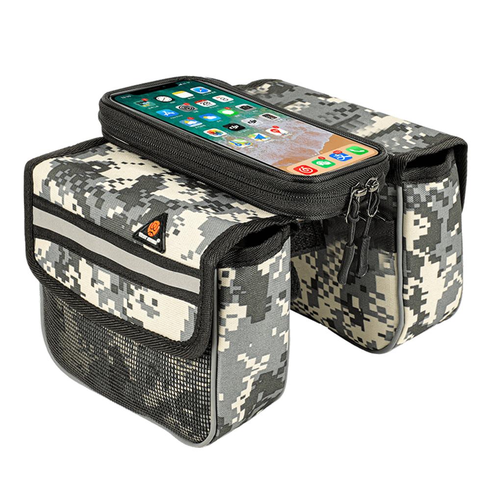 

WEST BIKING Reflective Waterproof Mountain Road Bike Top Tube Bags (Camo, 501 Original