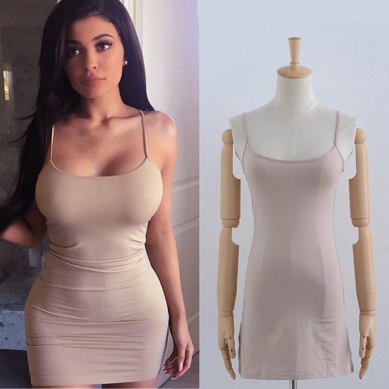 Women's Clothing Sexy Tight Slip Dress Summer Solid Color Slim-fit Hip-wrapped Short Women