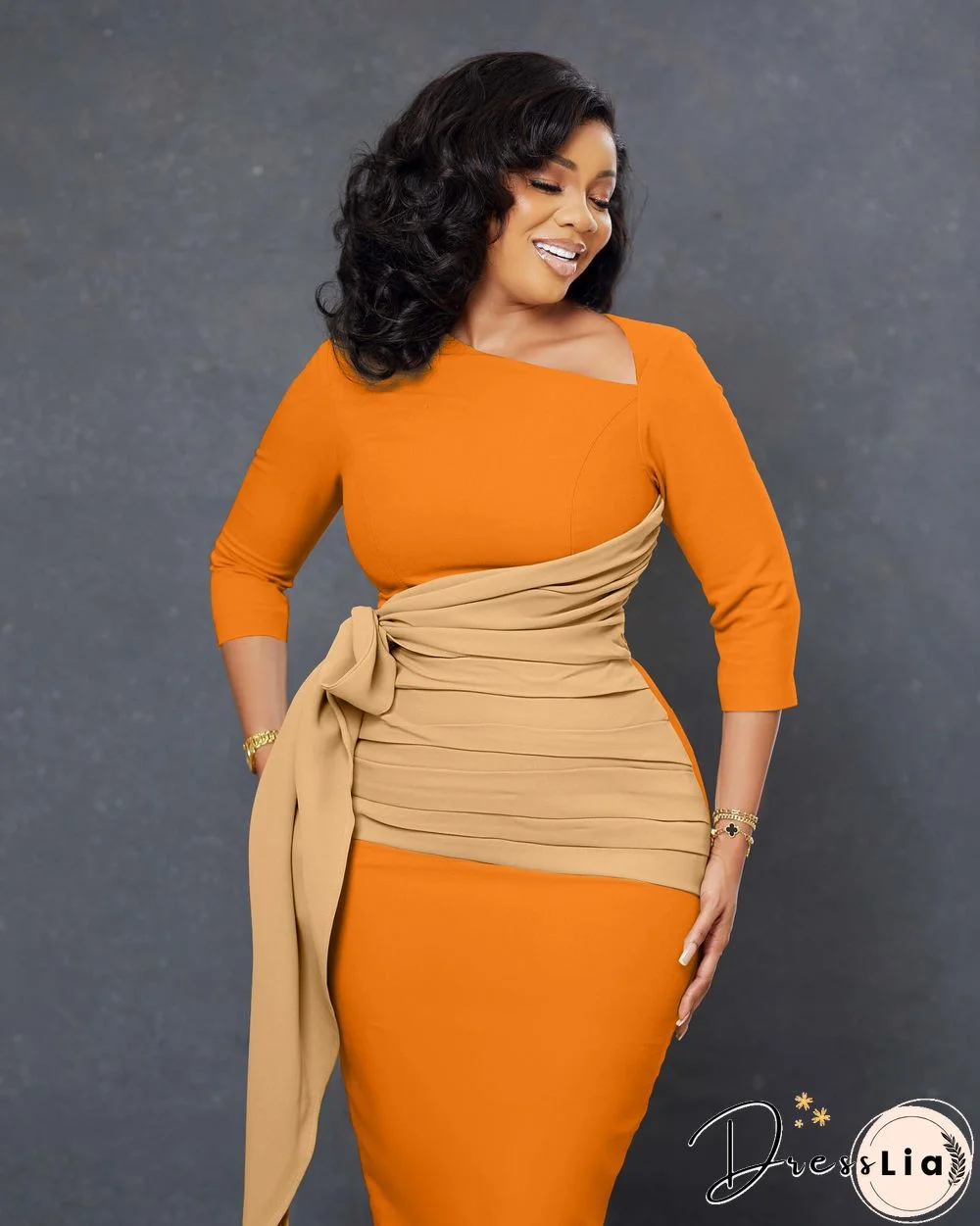 Elegant 3/4 Sleeve Bandage Ruched Pencil Dresses