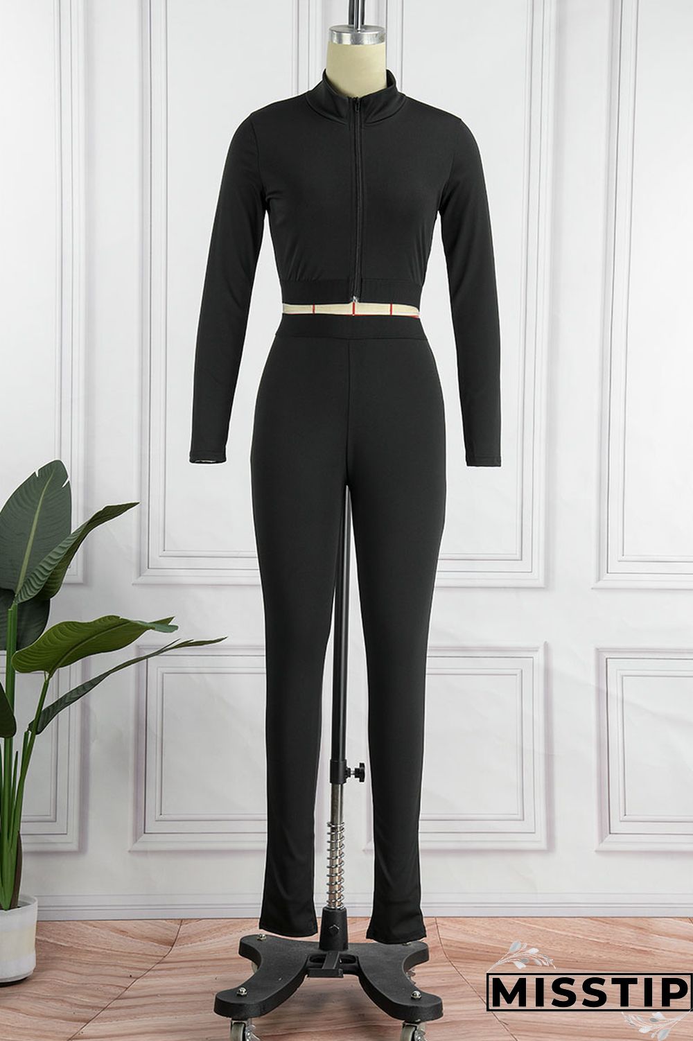 Deep Red Casual Sportswear Solid Patchwork Zipper Long Sleeve Two Pieces